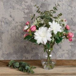 Dahlias and Pink Roses Artificial Flower Arrangement - DAH003 EOF7