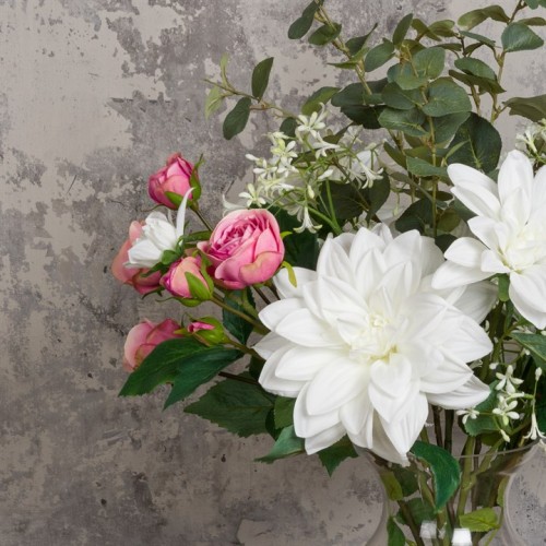 Dahlias and Pink Roses Artificial Flower Arrangement - DAH003 