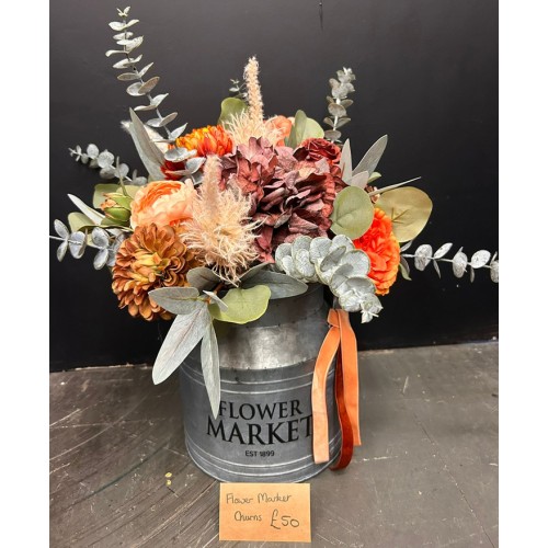 Flower Market Milk Churn with Orange Flowers 51cm - AUT014