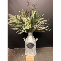 Flower and Garden Milk Churn with Greenery 80cm | Artificial Flower Arrangements - FOL001