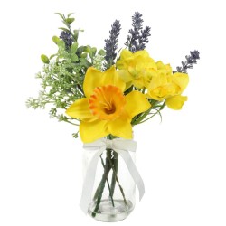 Daffodils and Lavender Vase | Artificial Flower Arrangements - DAF005 1D