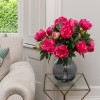 Artificial Flower Arrangement | Hot Pink Peonies in Bubble Vase - PEO003