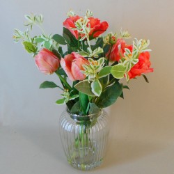 Artificial Flower Arrangements | Coral Roses and Tulips - ROS011 2A