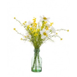 Artificial Flower Arrangements | White Cosmos and Yellow Wild Flowers - COS004 6C
