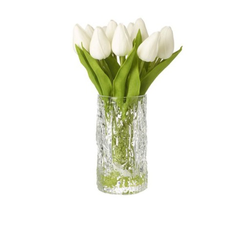 Artificial Flower Arrangements | White Faux Tulips in Glass Vase - TUL003 4A Artificial Flower Arrangements | White Faux Tulips in Glass Vase - TUL003 4A