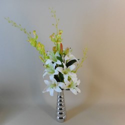 Artificial Flower Arrangements | White Lilies and Orchids - LIL020 1B