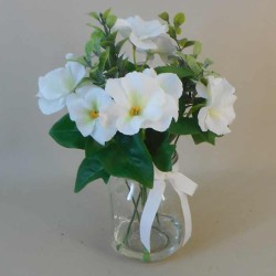Pansies in Glass Jar 26cm | Artificial Flower Arrangements - PAN003 5B