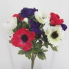 Silk Anemone Posy Red White Purple 25cm - A006 A4