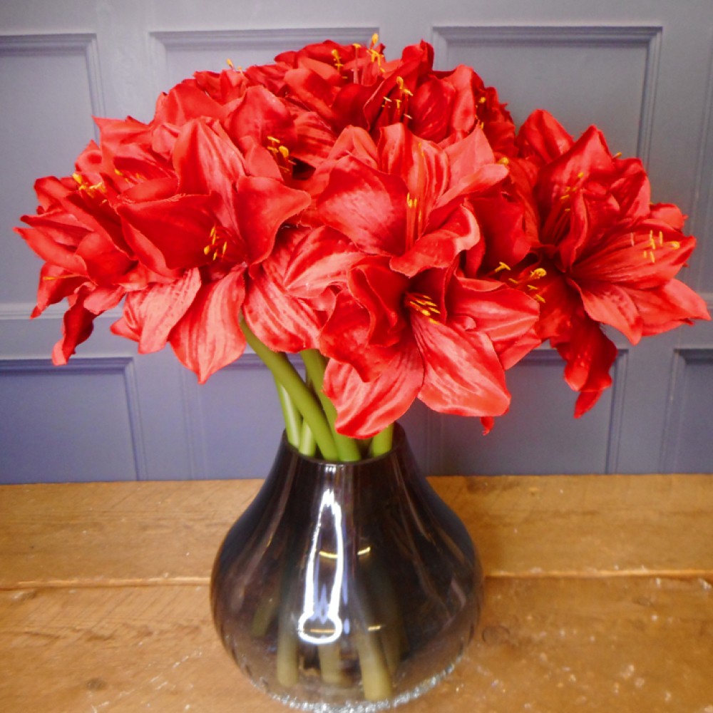 Artificial Amaryllis Red 40cm | Silk Flowers