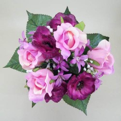 Anemone, Rosebud and Starflower Posy Pink 32cm - A017 A3
