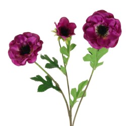 Artificial Anemones Magenta Pink 3 Flowers 50cm - A045 FF1