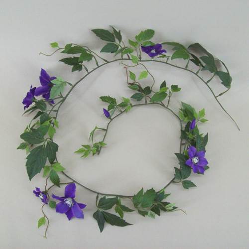 Artificial Clematis Garland Blue Purple 138cm - C094 A3 Artificial Clematis Garland Blue Purple 138cm - C094 A3
