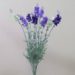 Artificial Lavender Plant Mixed Purple and Cream 41cm - L099 I2