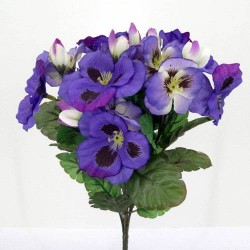 Purple Silk Pansies 25cm - P004 P4