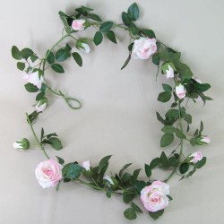 Artificial Silk Rose Garland Pink 180cm - R401 BX17