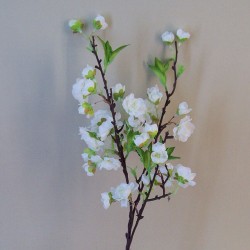 Artificial Cherry Blossom Branch White Short Stem 48cm - B038 GS3C