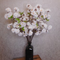 Artificial Cherry Blossom Branch White 75cm - B034 B2