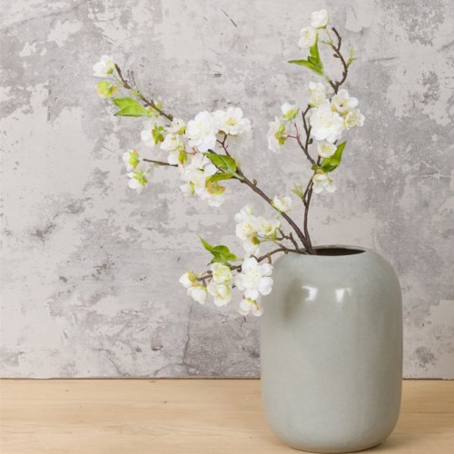 Artificial Cherry Blossom Branch White Short Stem 48cm - B038 JJ2