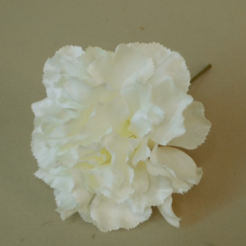 Silk Carnation on Short Wire Stem Ivory 16cm - C086 D3