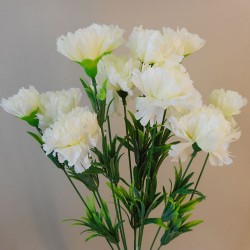 Fleur Artificial Carnations Bunch Cream 45cm - C258 D4