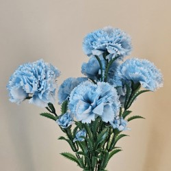 Fleur Artificial Carnations Bunch Pale Blue 40cm - C115