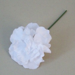 Silk Carnation on Wire Stem White - C235 E2