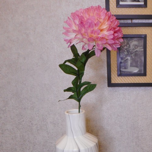 Artificial Pompom Chrysanthemum Dusky Pink 80cm - C191 A3 Artificial Pompom Chrysanthemum Dusky Pink 80cm - C191 A3