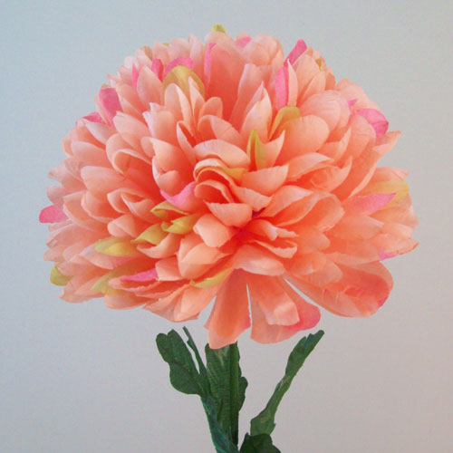 Artificial Pompom Chrysanthemum Peach 80cm - C239 AA4 Artificial Pompom Chrysanthemum Peach 80cm - C239 AA4