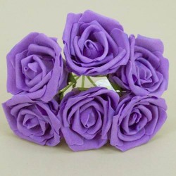 Colourfast Beauty Foam Roses Bundle Purple 6 Pack 27cm - R165 EE4