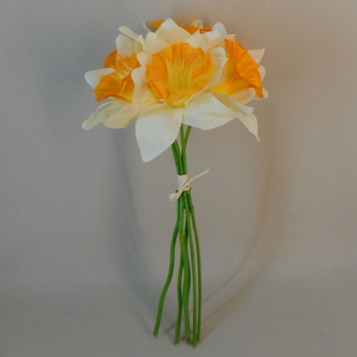 Artificial Daffodils Bundle Cream Orange 6 Stems 34cm - D022 FF2