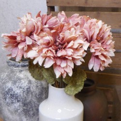 Antique Dahlia Dusky Pink 65cm | Faux Dried Flowers - D193 O4