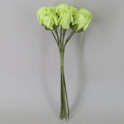 Colourfast Foam Rose Buds Lime Green 8 pack 20cm - R396 BX12