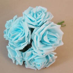 Colourfast Foam Roses Large Aqua Blue 6 Pack 22cm - R741 T3