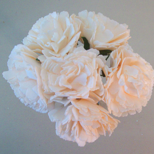 Foam Carnations Posy Champagne Peach 6 Pack 22cm - C217 BX3