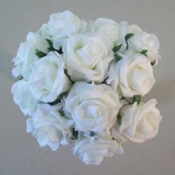 Sweetheart Foam Roses White 12 pack 17cm - R193 GS2B