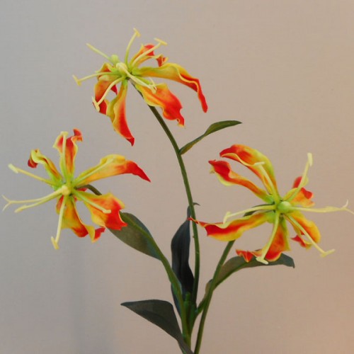 Artificial Gloriosa Flame Lily Orange 52cm - G017 C3