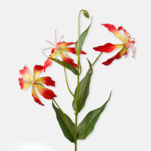 Artificial Gloriosa Flame Lily Orange and Yellow 80cm - G004 E1