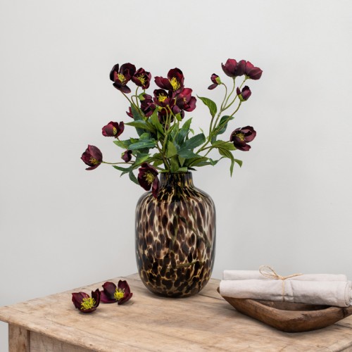 Artificial Helleborus Christmas Roses Burgundy 55cm - H132 T3 Artificial Helleborus Christmas Roses Burgundy 55cm - H132 T3