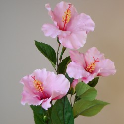 Artificial Hibiscus Spray Pink 81cm - H153 
