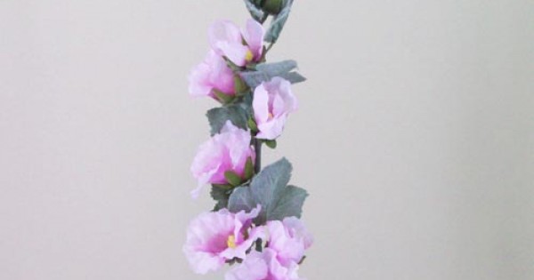 Tall Faux Silk Hollyhock 110cm Pink Artificial Wild Summer Flowers Hollyhocks 