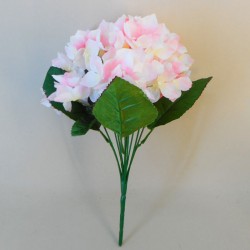 Fleur Artificial Hydrangeas Bush Soft Pink and Cream 34cm - H068 GG1