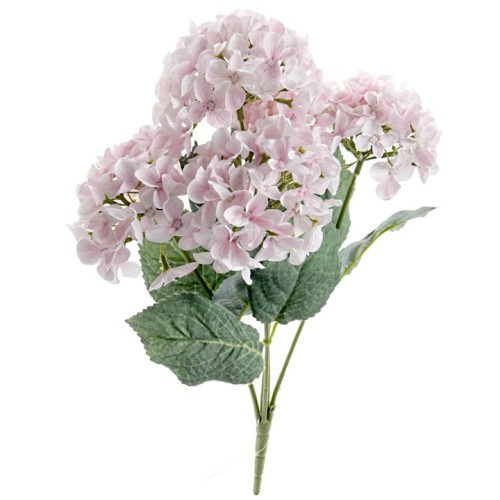 Artificial Hydrangeas Bush Pale Pink with UV Protection 43cm - H196