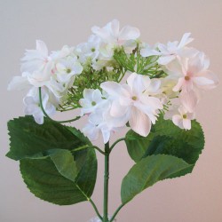 Large Silk Lacecap Hydrangeas White with a hint of Pink 74cm - H011 G4