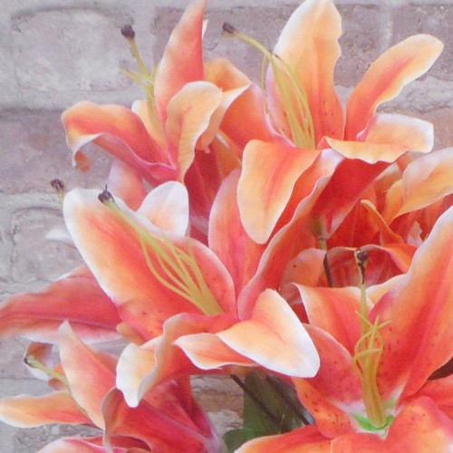 Artificial Flowers Posy | Orange Lilies 40cm - L106 JJ3 Artificial Flowers Posy | Orange Lilies 40cm - L106 JJ3