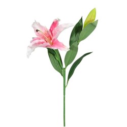 Rydal Real Touch Artificial Lilies Dark Pink 72cm - L016 