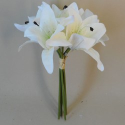 Real Touch Lilies Bouquet Cream 28cm - L033 