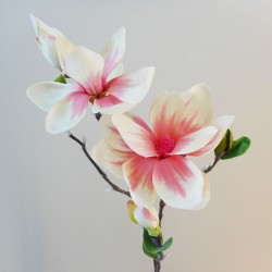 Artificial Magnolias Branch Pink and Cream 83cm - M056 J1