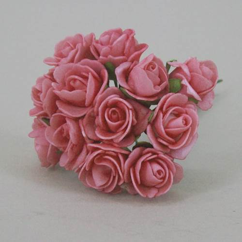 Mini Foam Roses Bunch Hot Pink 15cm - R047a U2