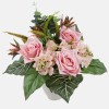 Artificial Flowers Bouquet Roses and Hydrangeas Pink 48cm - R607 Q3