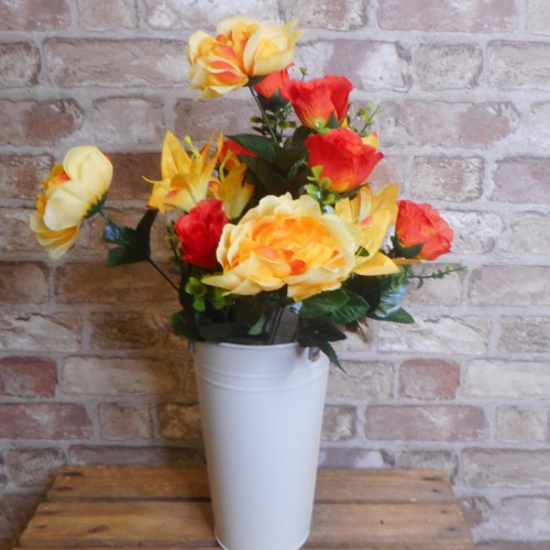 Artificial Roses, Lilies and Peonies Bouquet Orange Yellow 54cm - R720 